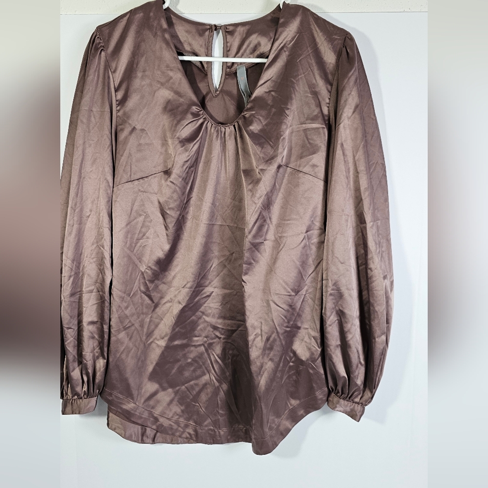 Melissa McCarthy Taupe Satin Top